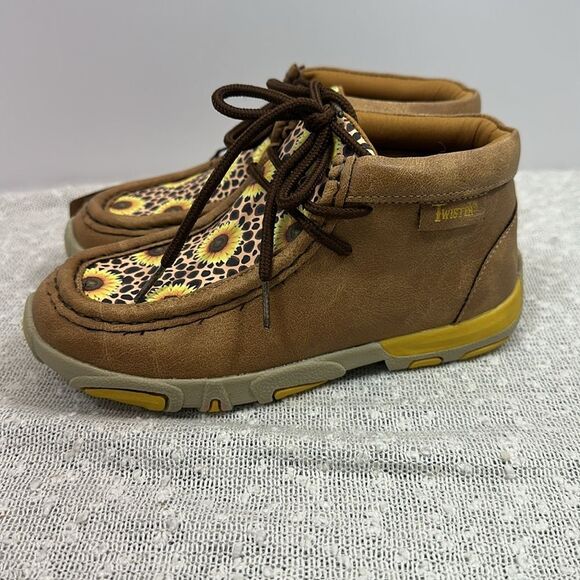 Twister Western Chukka Boots Shoes Cheetah Sunflower Girls 12 NWT - Picture 6 of 11